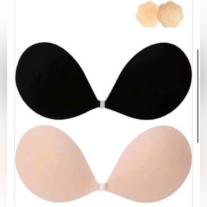 2 pack of sticky bras (strapless backless bra) - nude and black size A, B,C & D